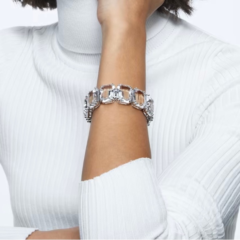 Swarovski Millenia Octagon /Emerald Cut Tennis Bracelet - White with Rhodium